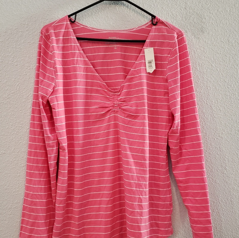 NWT Old Navy pink & white striped top